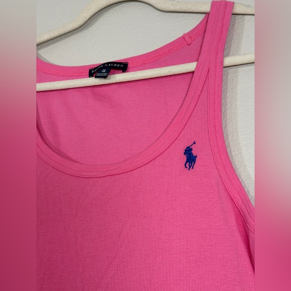 Ralph Lauren Dress Sleeveless Ribbed Soft Vibrant Pink Embroidered Logo Women XL - Picture 3 of 5